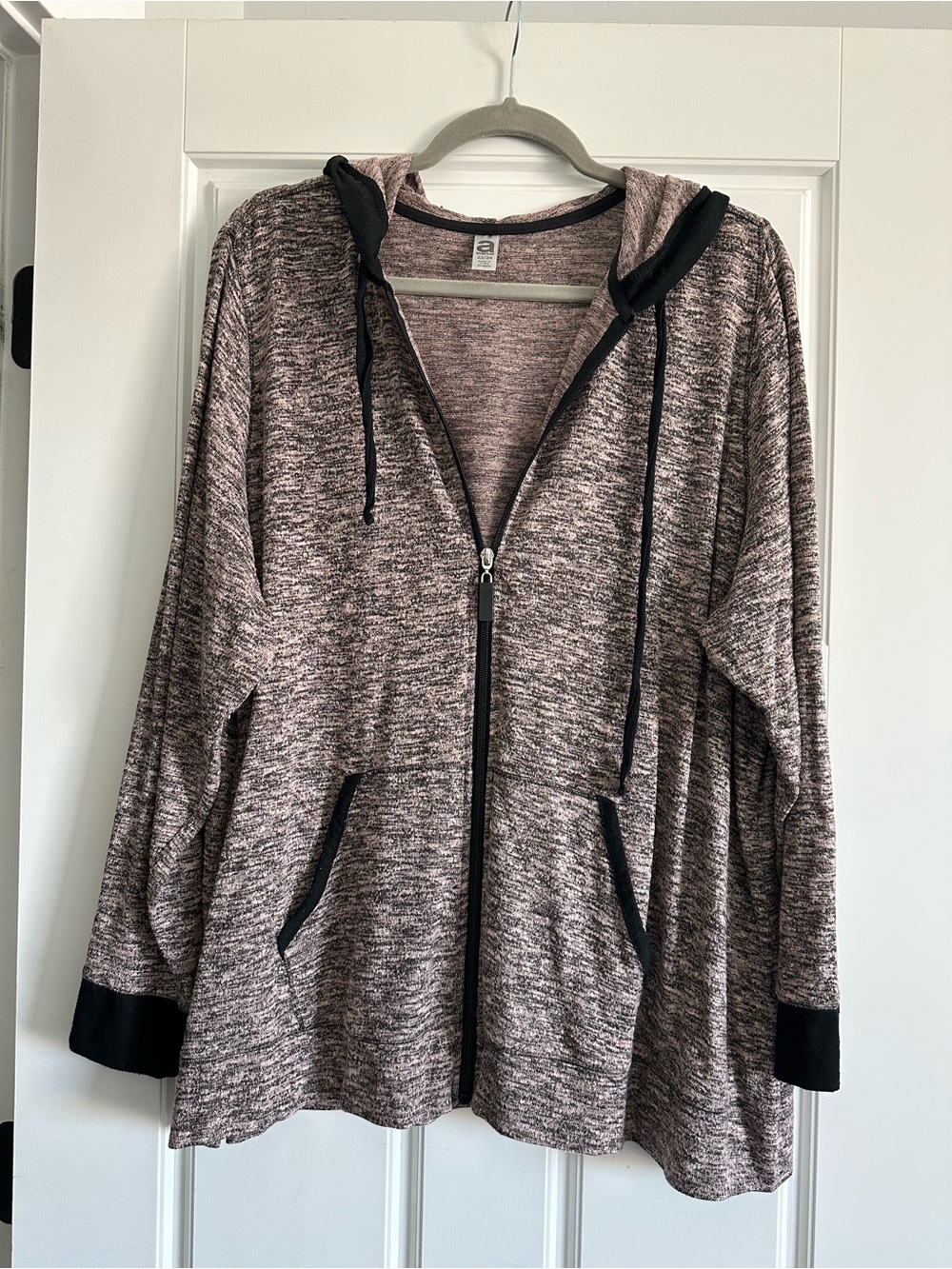 Women's Heathered pink Zip Hoodie with Black Trim 22W/24W